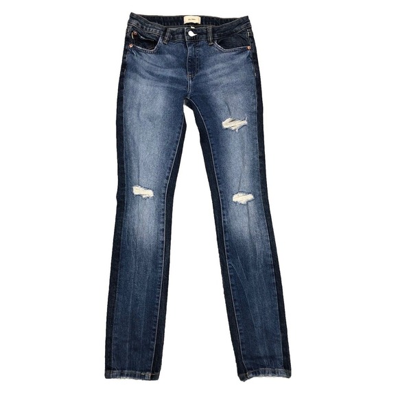 DL1961 Chloe Skinny Distressed Jeans Girls 16 Women's 4 Two Tone Low Rise 27x29‎ - Picture 1 of 13